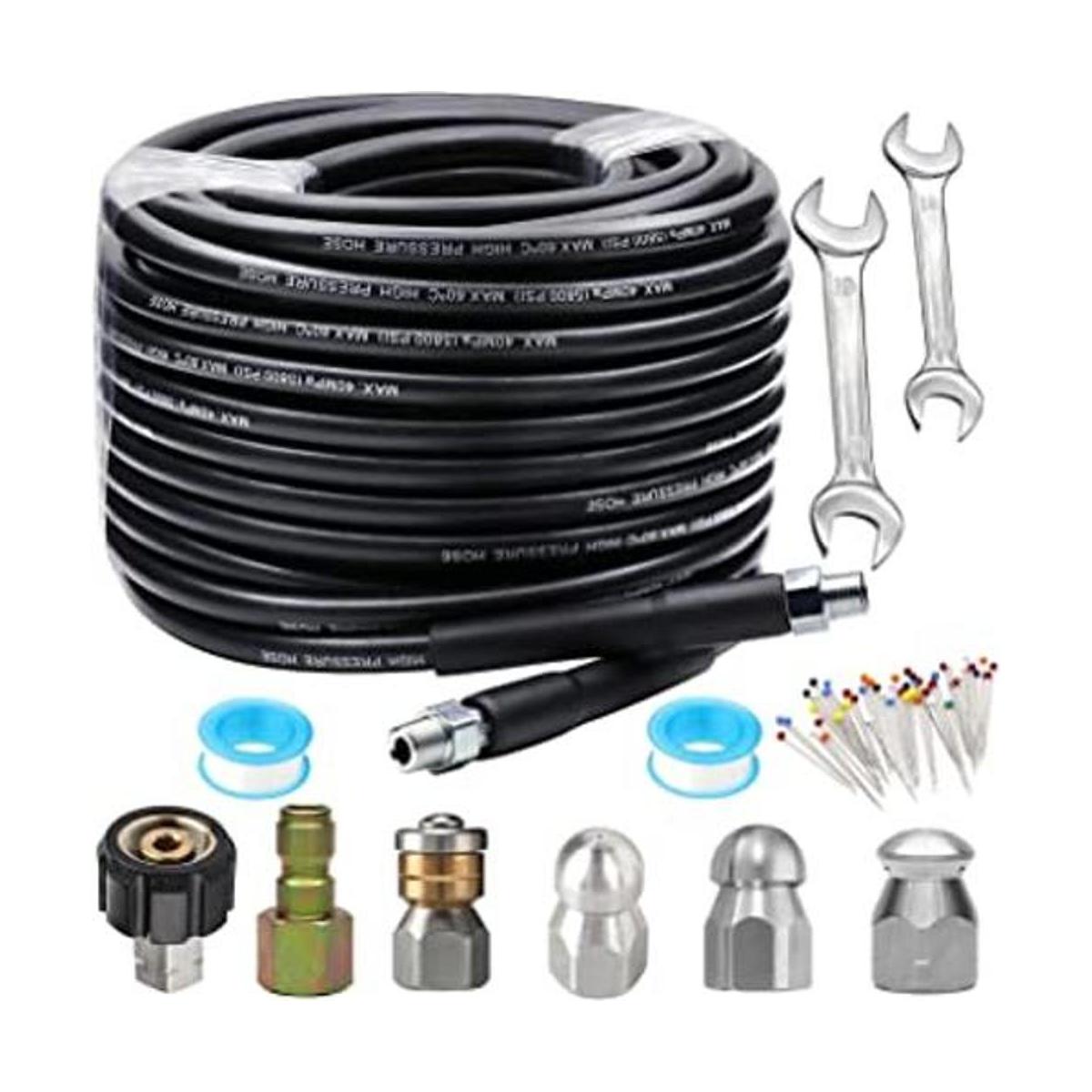 MinCHI257 Kit de chorro de alcantarillado de 100 pies para