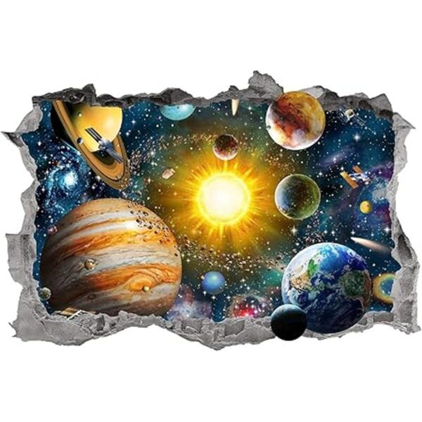Adhesivo decorativo para pared con sistema solar en 3D_2