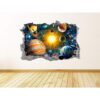 Adhesivo decorativo para pared con sistema solar en 3D_3