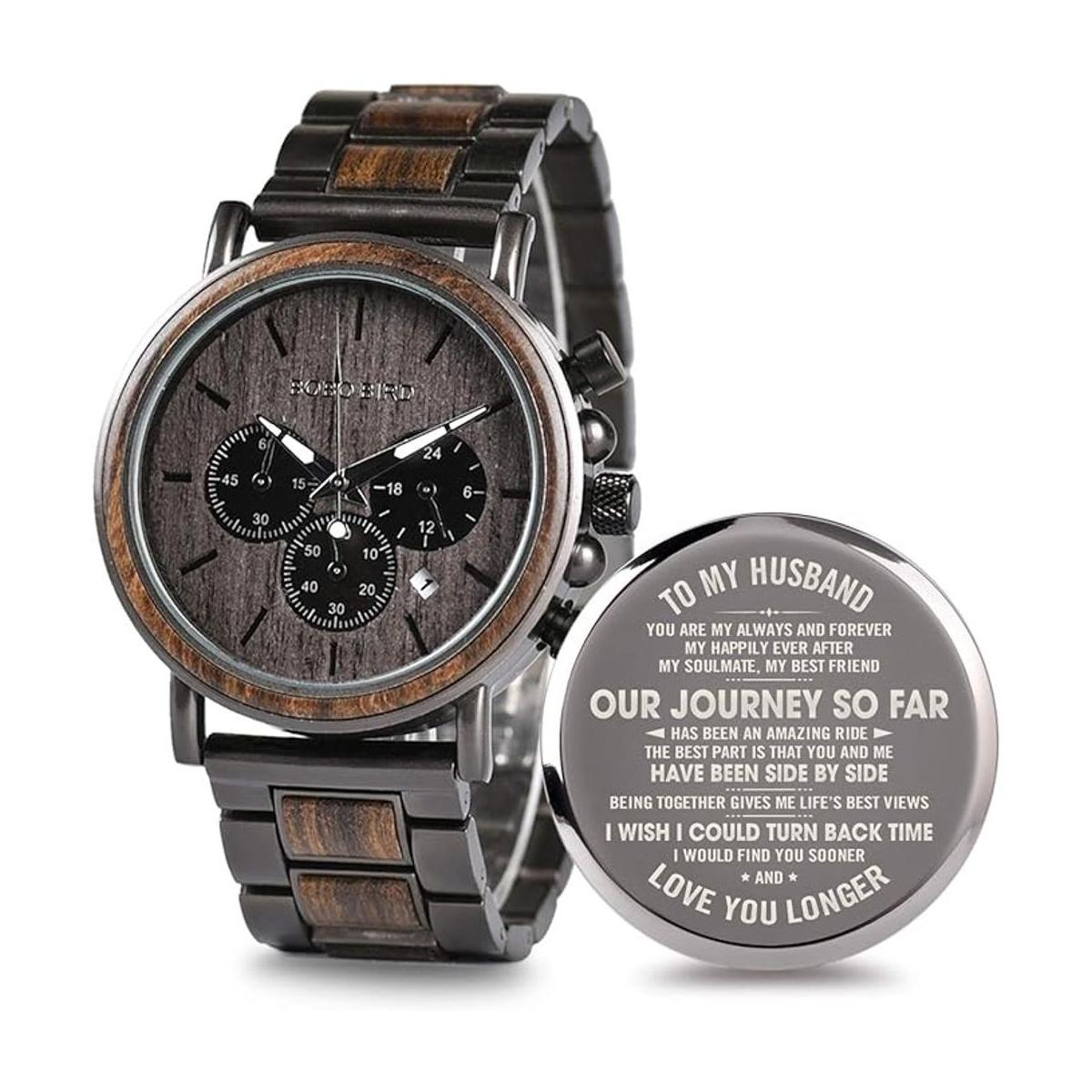 Reloj de madera grabado para tu novio tu chico tu