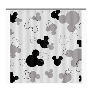 BIYSUC Mouse Head Shower Curtain Black and White Children_1