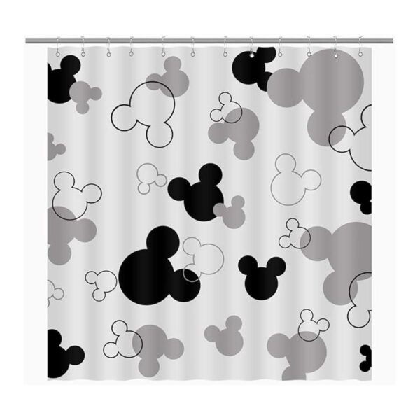 BIYSUC Mouse Head Shower Curtain Black and White Children_1