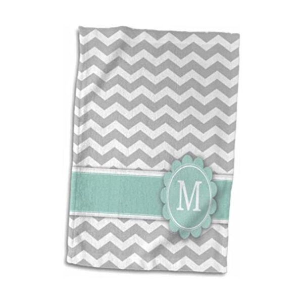 3D Rose Letter M Monograma Sobre Gris y Blanco Chevron con_1