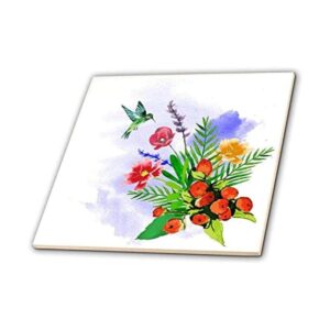 3dRose Amar Singha Art Acuarela pájaro Un arbusto de_1