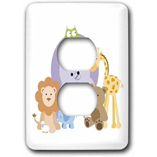 3dRose lsp2242126 Family of Cute Zoo Animals 2 enchufes_1