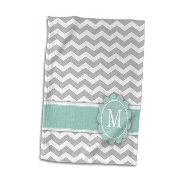 3D Rose Letter M Monograma Sobre Gris y Blanco Chevron con_2