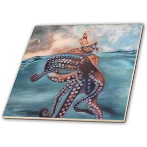 3dRose Erica Wexler Ocean sirena sentada en un pulpo_1