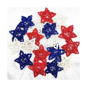 18 piezas de decoración de ratán estrellas rojas y azules