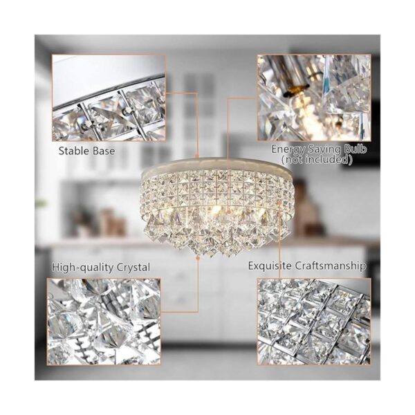 Maxax Lámpara de araña de cristal de 4 luces moderna
