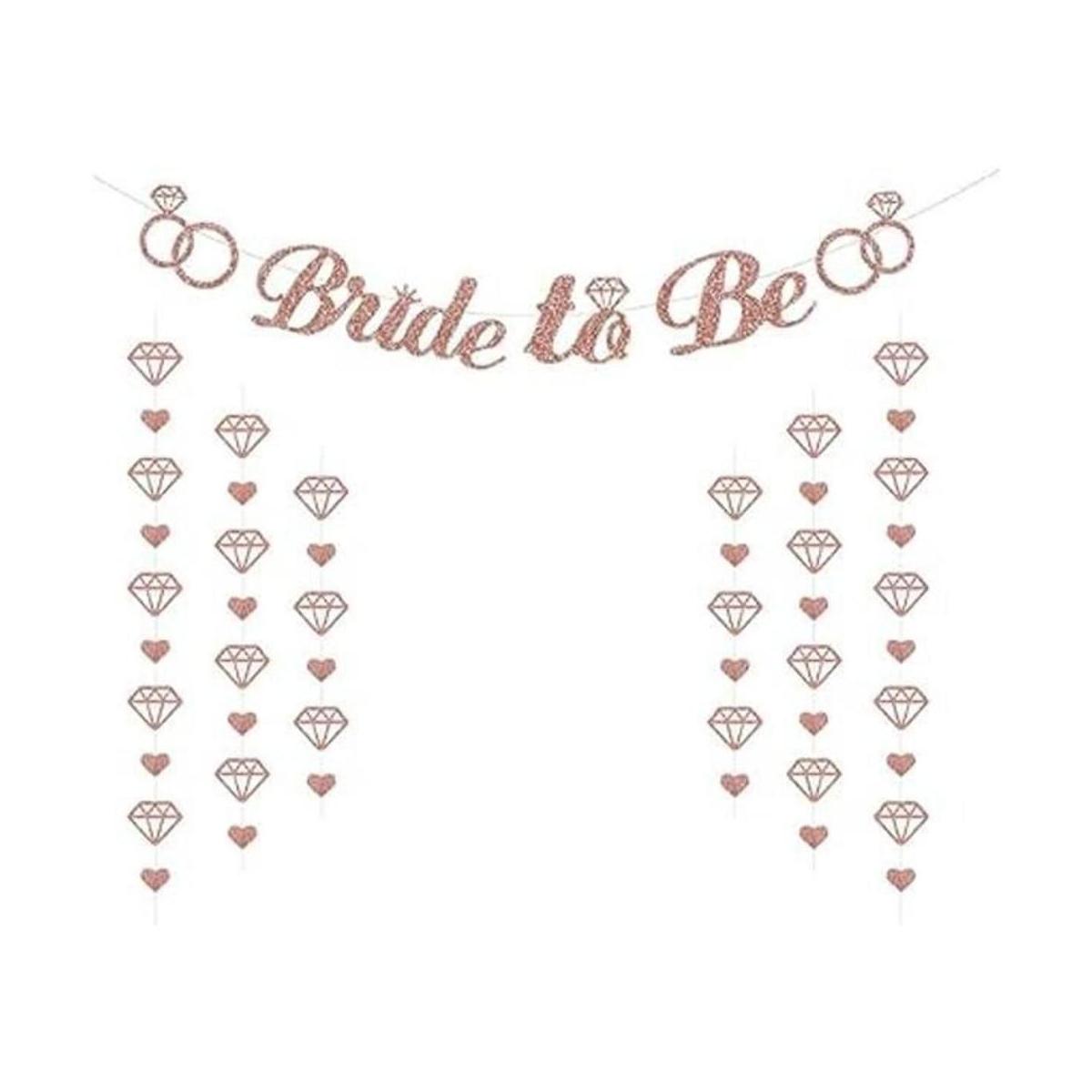 Pancarta de novia de oro rosa con purpurina para