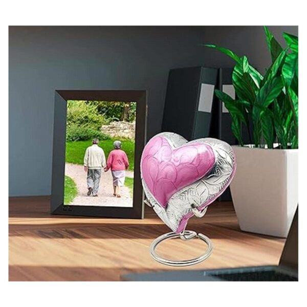 Urna de recuerdo de corazón rosa mini urna de ceniza_5