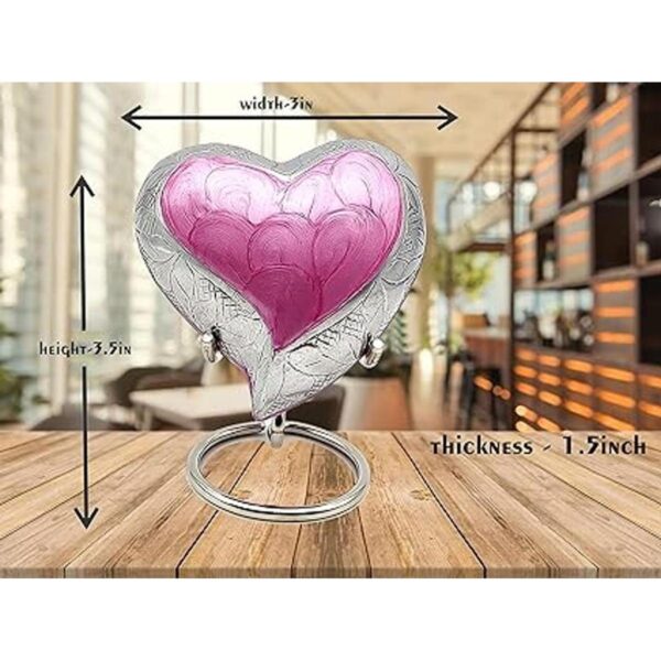 Urna de recuerdo de corazón rosa mini urna de ceniza_4