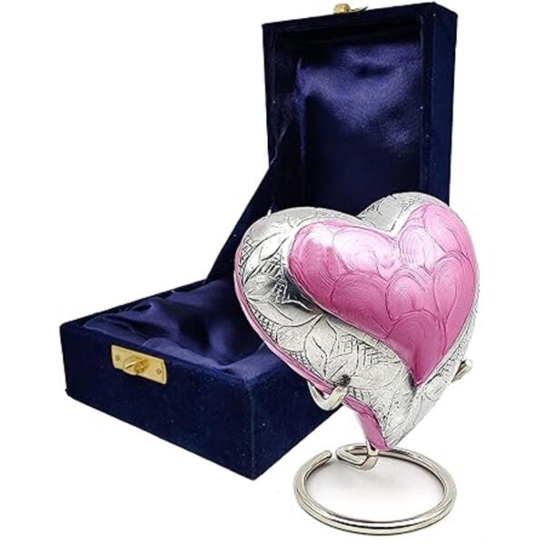 Urna de recuerdo de corazón rosa mini urna de ceniza_3