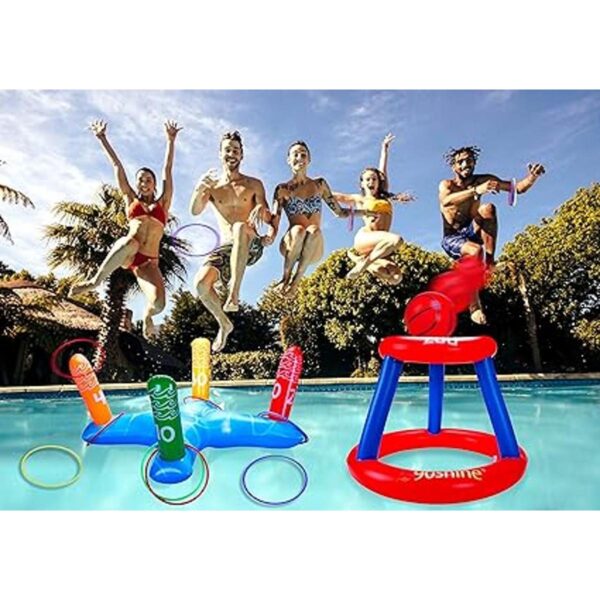 Juego de juguetes de piscina Aro de baloncesto flotante_2