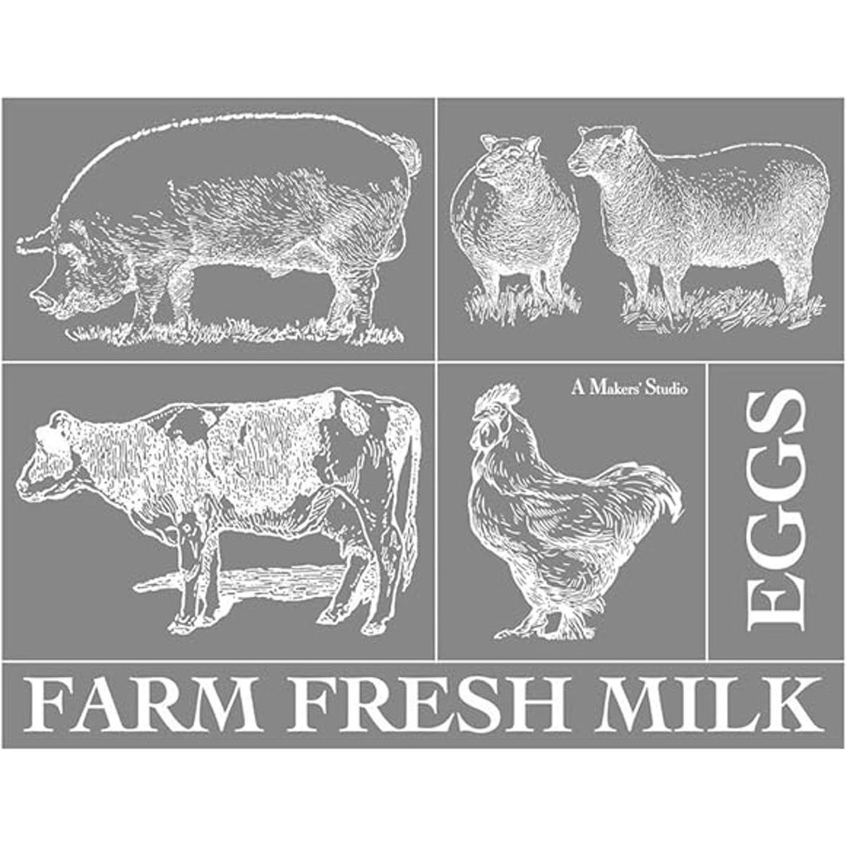 A Makers Studio Tri Mesh Adhesive Stencil Farm