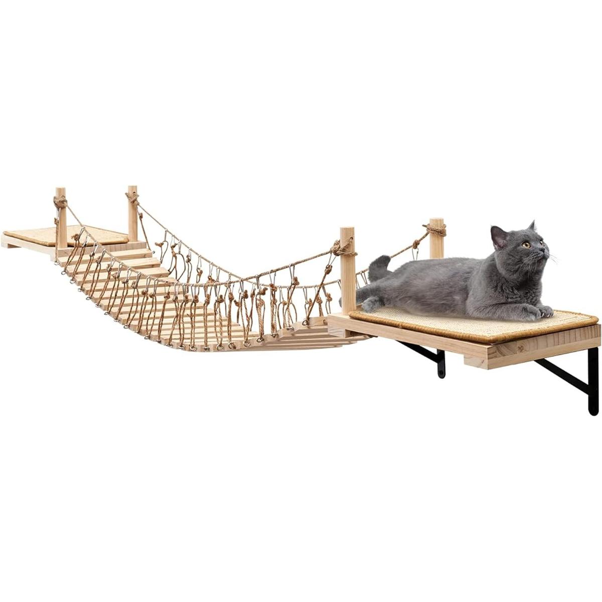 A.FATI Puente con cuerda para gatos montado en la pared