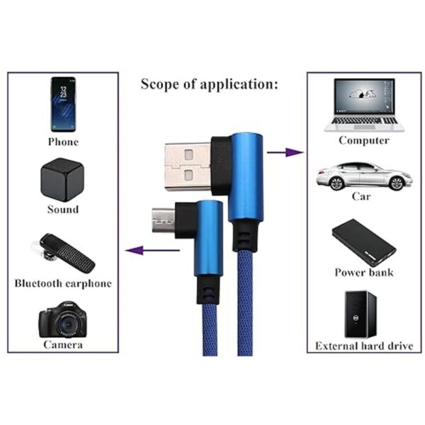 AAOTOKK Cable de carga micro USB Android de 90 grados 90