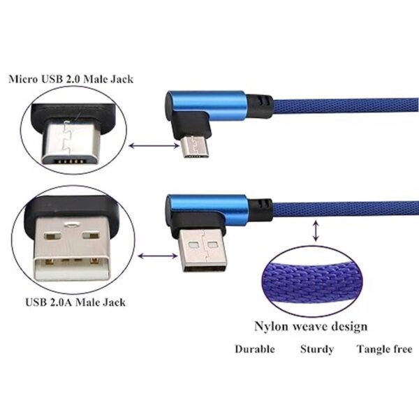 AAOTOKK Cable de carga micro USB Android de 90 grados 90