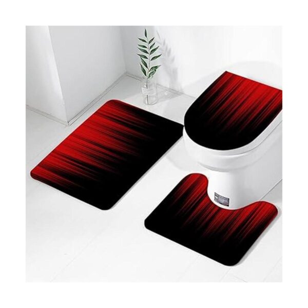 AAtter Cortina de ducha de 4 piezas color rojo y negro_2