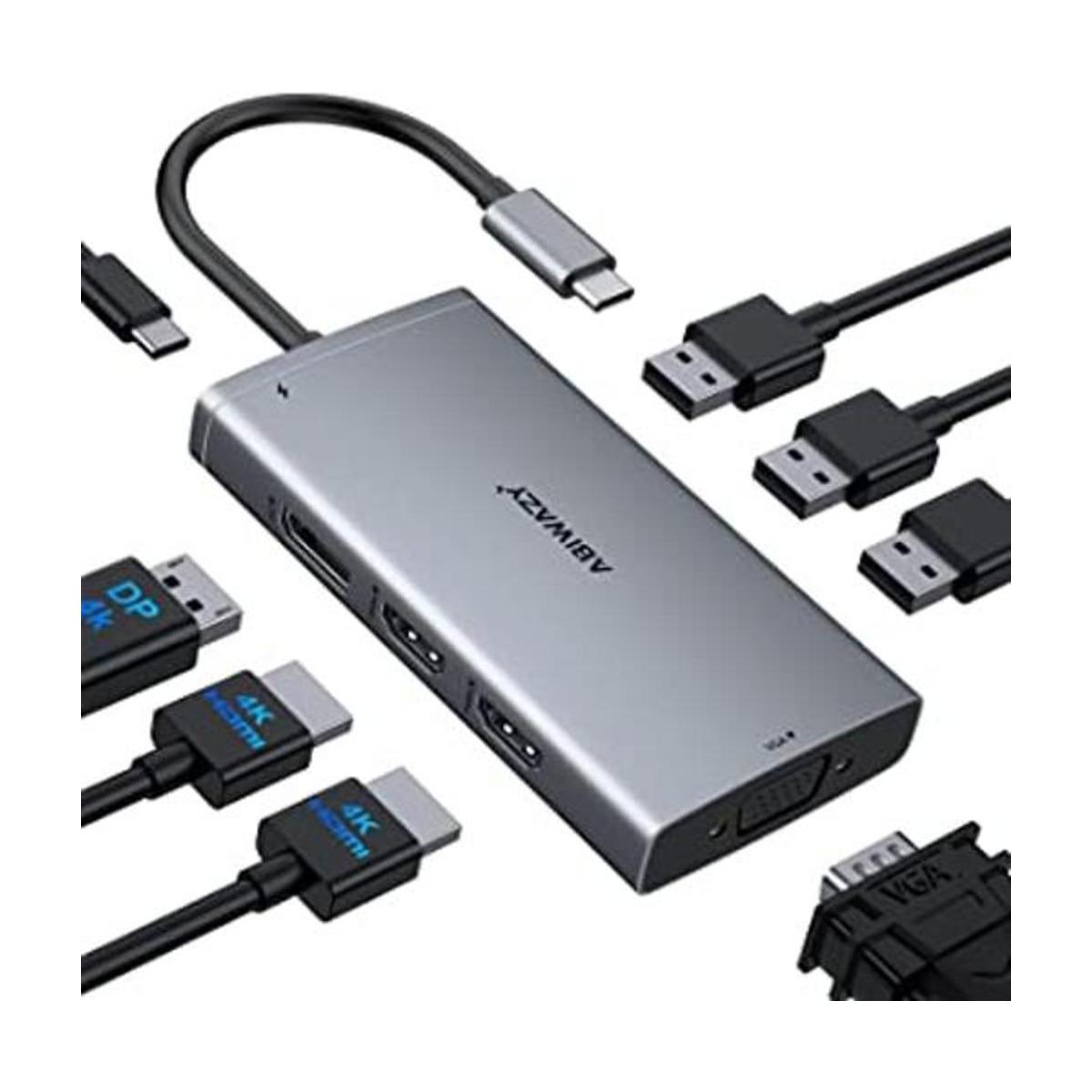 Estación de acoplamiento USB C a HDMI dual monitor doble