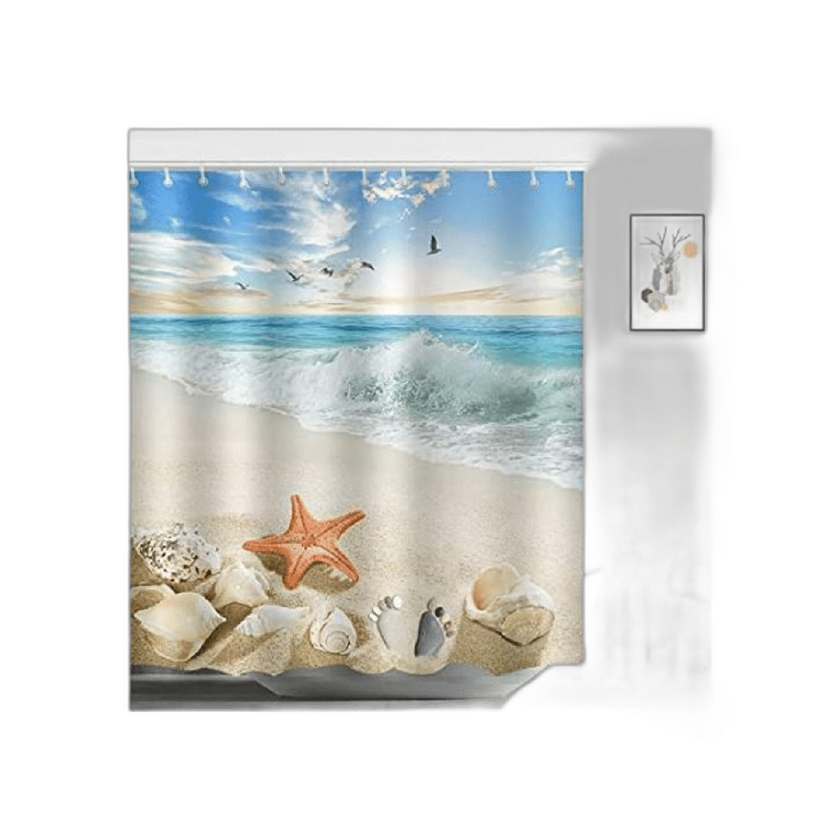 ABxinyoule Juego de cortinas de ducha de playa con diseño