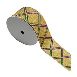 Mardi Gras Cintas de borde con alambre de 2.5 pulgadas