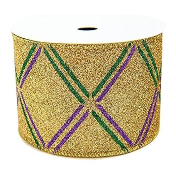Mardi Gras Cintas de borde con alambre de 2.5 pulgadas