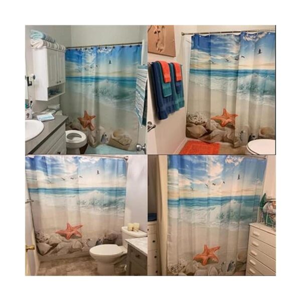 ABxinyoule Juego de cortinas de ducha de playa con diseño_6
