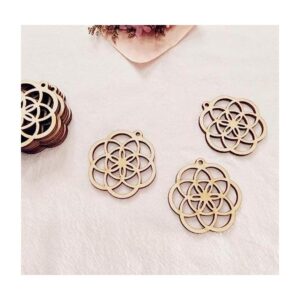 30 pendientes de madera natural semilla de la vida_1