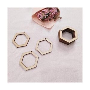 30 pendientes de madera hexagonal sin terminar para_1