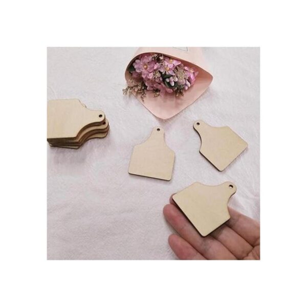 30 aretes de madera natural con etiqueta de vaca_2