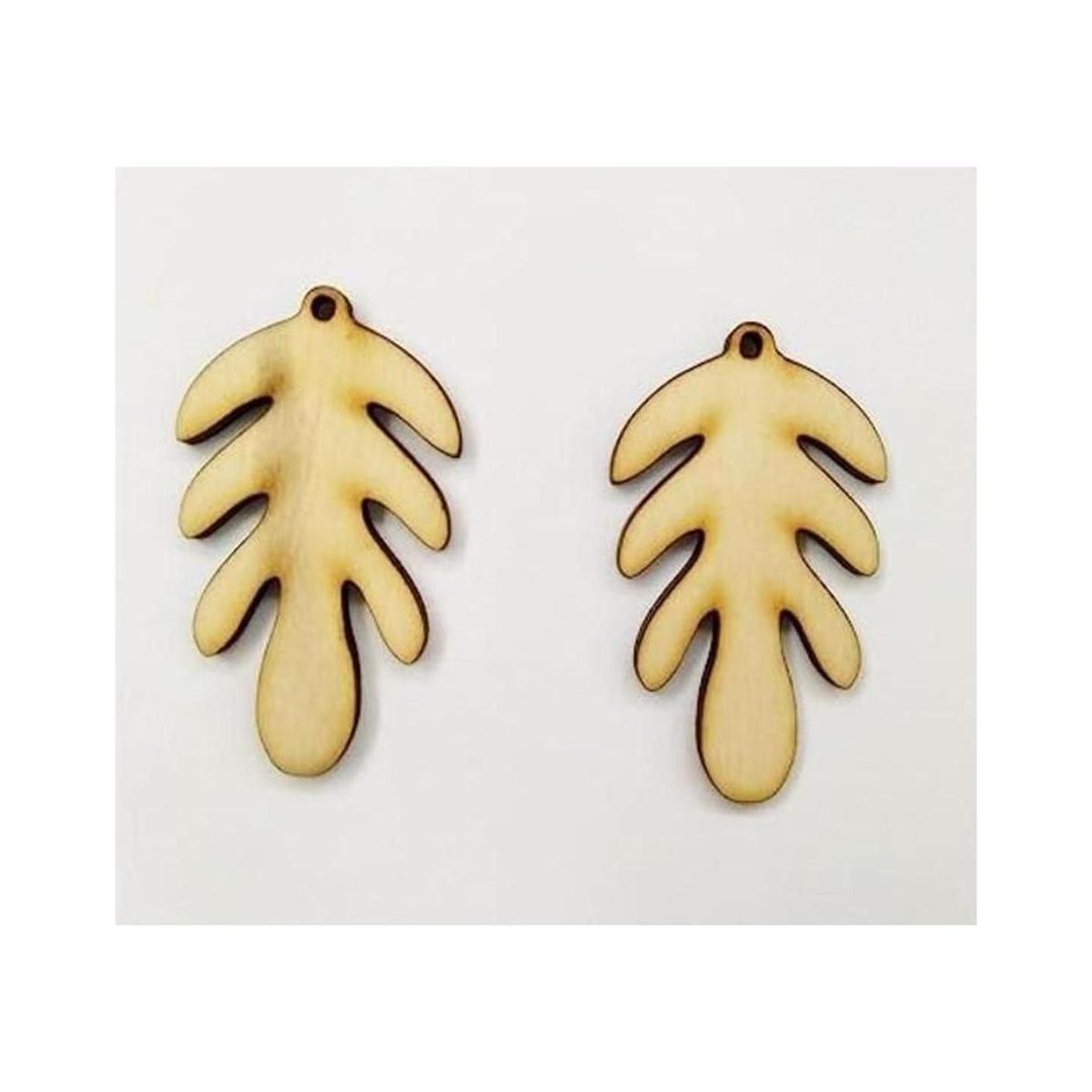 30 piezas de joyería de madera con forma de hoja de roble