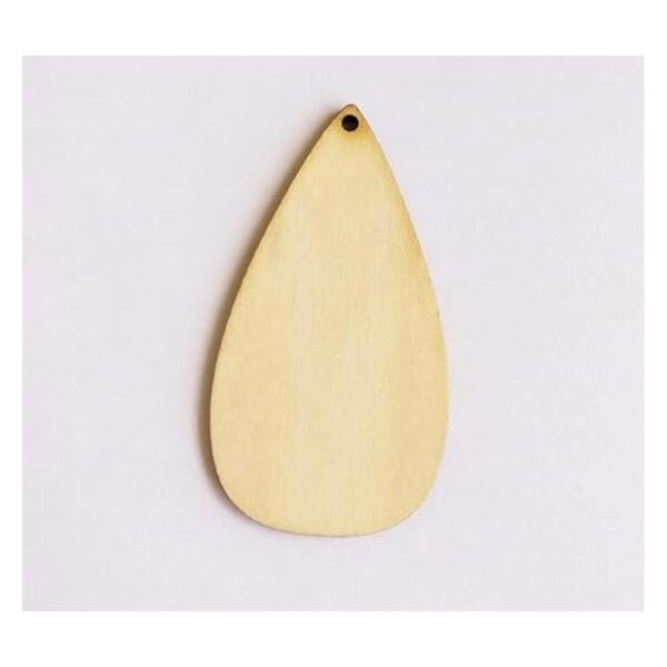 30 aretes de madera en blanco con forma de lágrima.