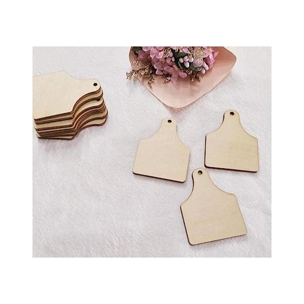 30 aretes de madera natural con etiqueta de vaca