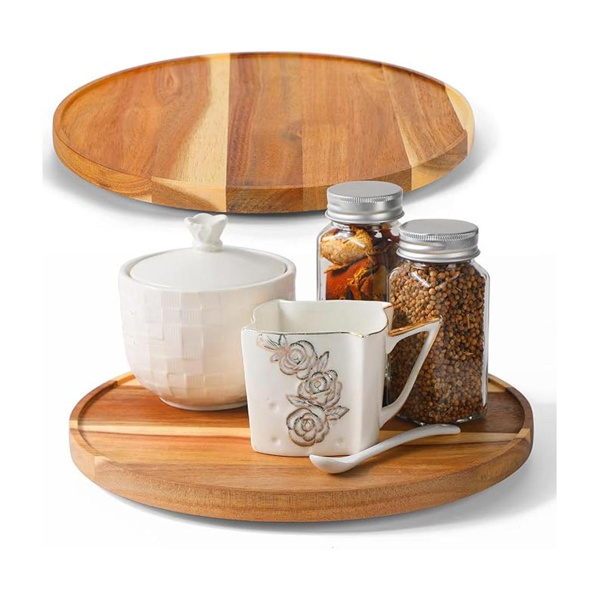 ACIAZAAZ Lazy Susan Organizadores de madera de acacia de