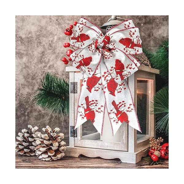 ACSENCETER Cinta de Navidad blanca con alambre rojo con_6