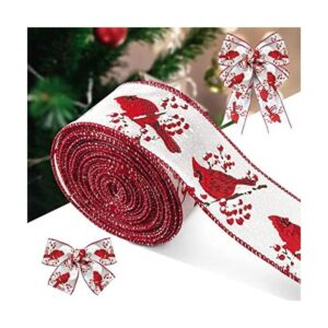 ACSENCETER Cinta de Navidad blanca con alambre rojo con_1