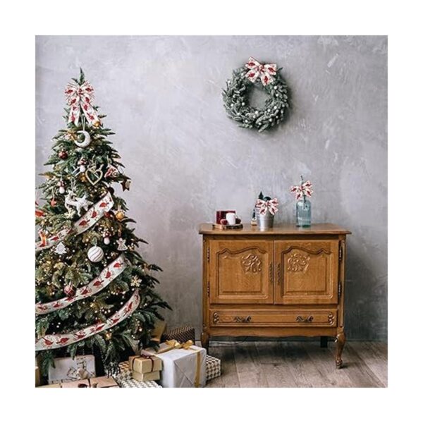 ACSENCETER Cinta de Navidad blanca con alambre rojo con_5