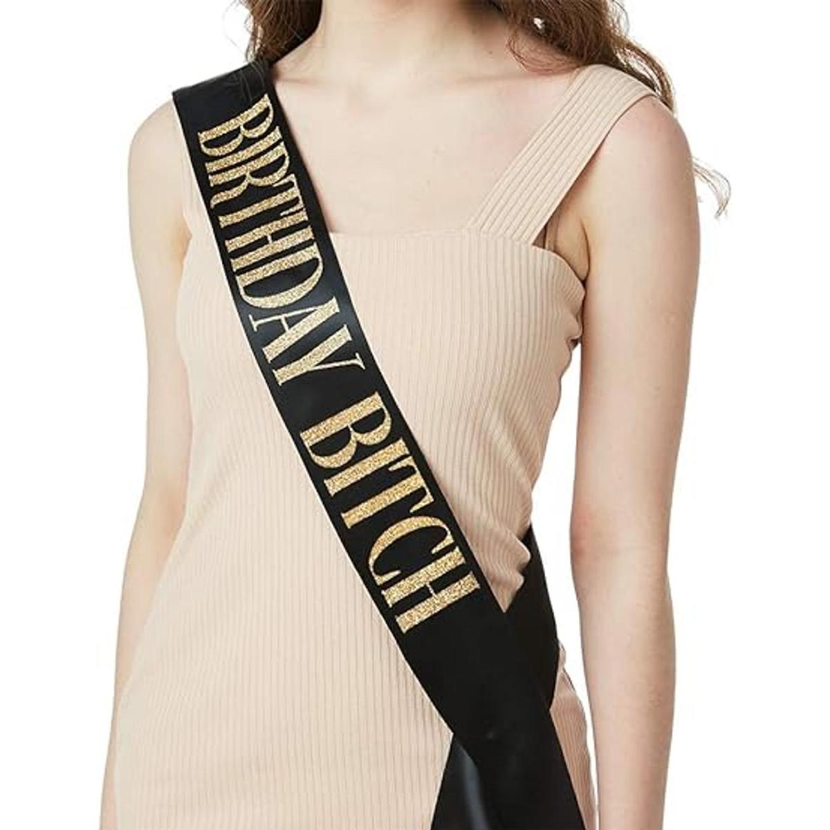 Faja de puta de cumpleaños con purpurina color negro