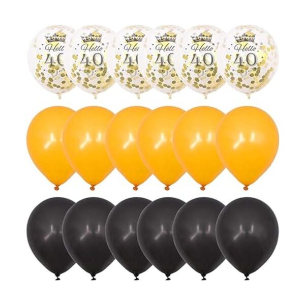 Globos de 40 cumpleaños de látex negro y dorado de 11.8 in_2