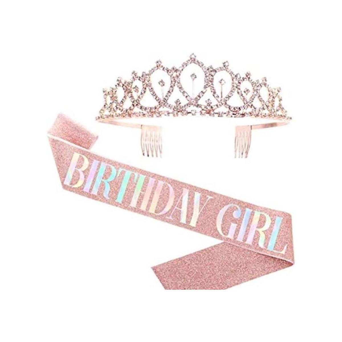 Juego de tiara para niña de cumpleaños y diamantes de