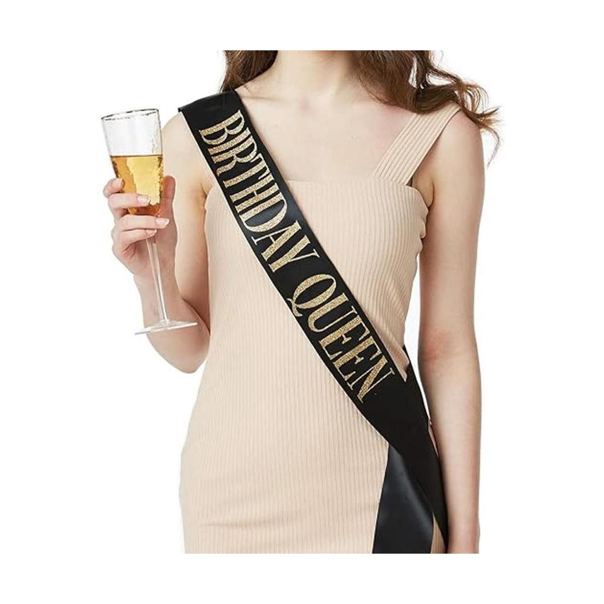 Faja de cumpleaños con texto Birthday Queen para fiestas