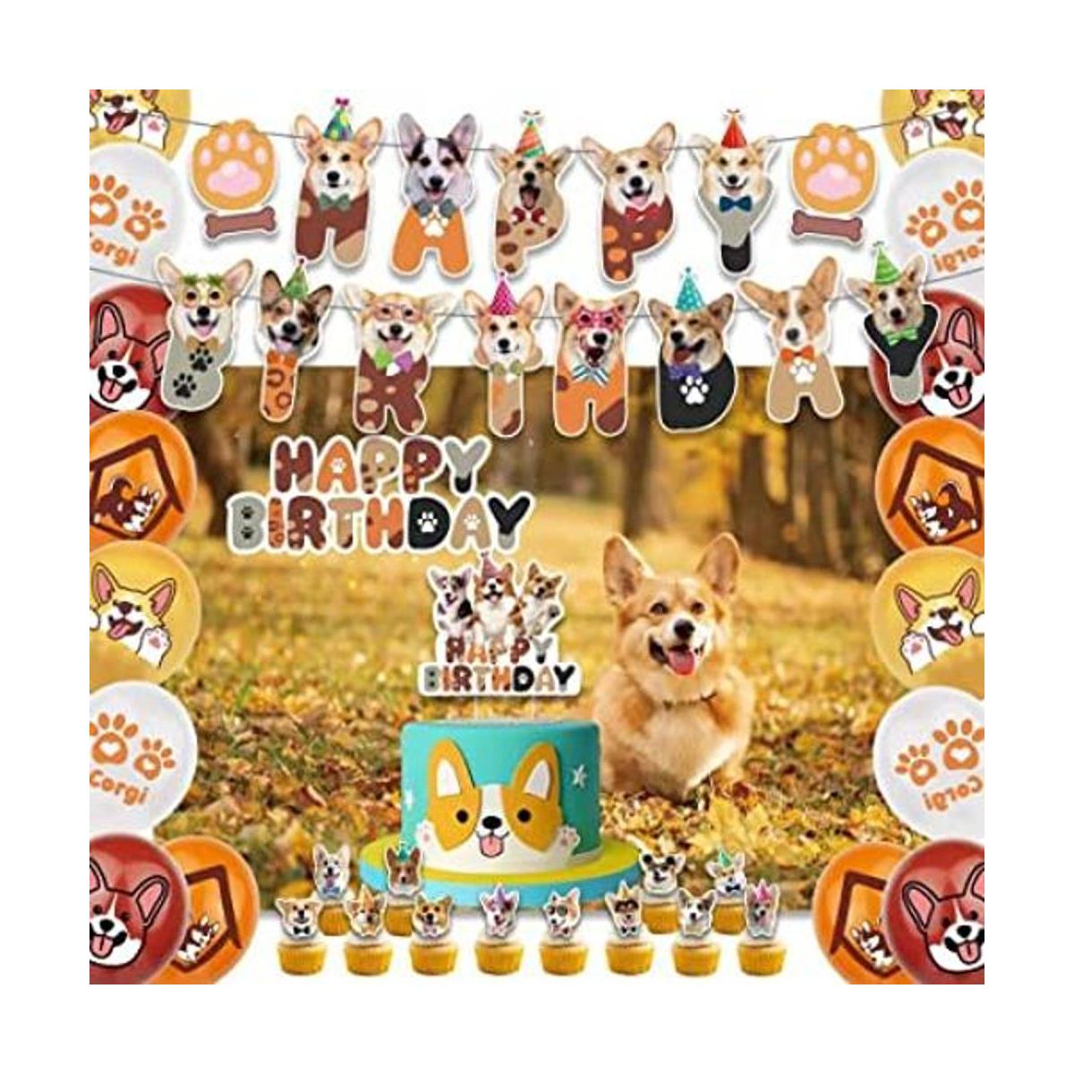 Decoraciones de fiesta Corgi telón de fondo de fotografía