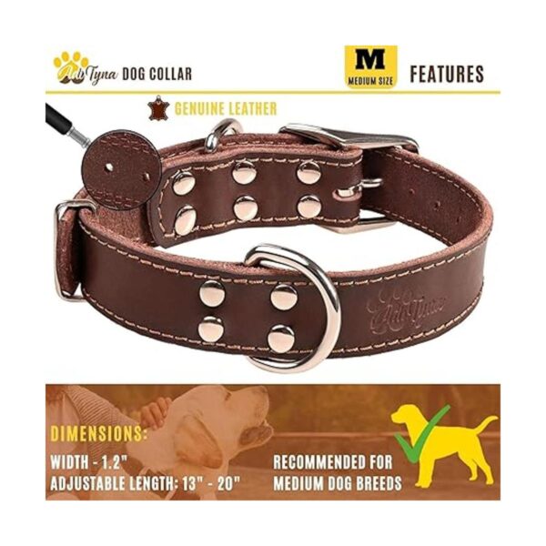 ADITYNA Collar de perro de cuero resistente collar de_4