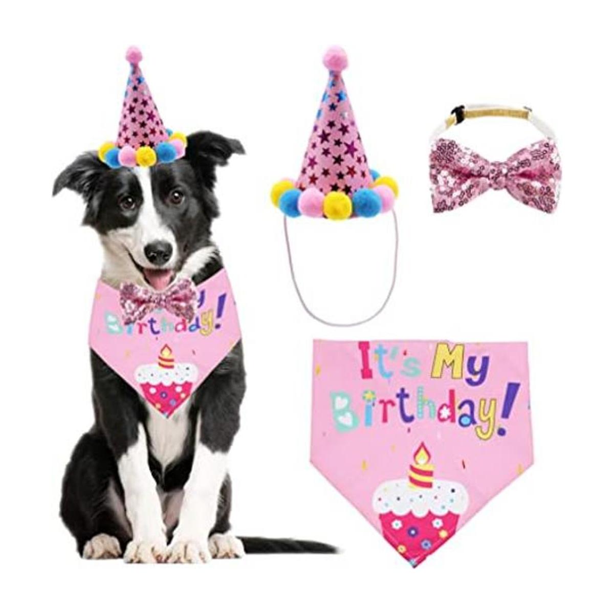 ADOGGYGO Pañuelo de cumpleaños para perro bufanda y
