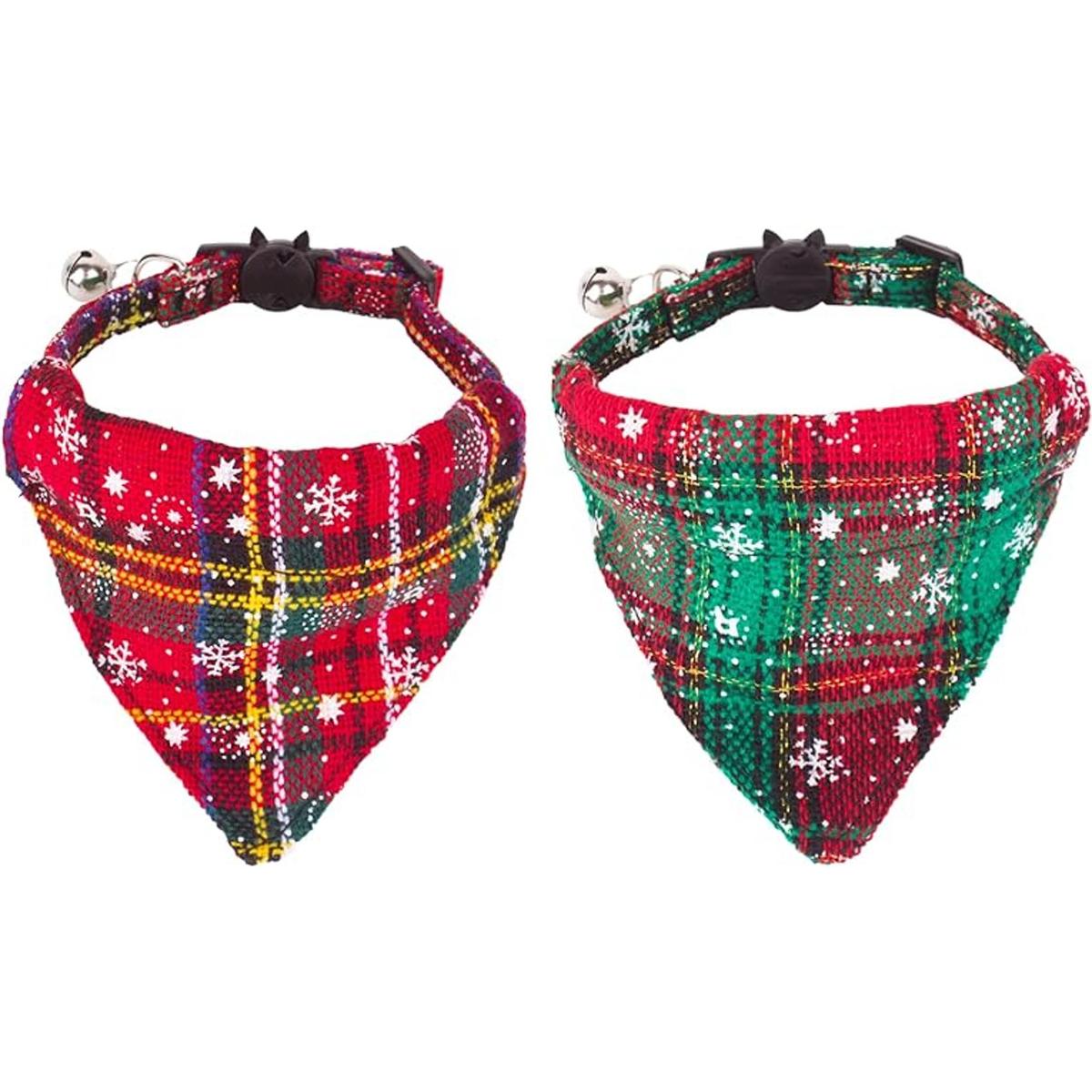 ADOGGYGO Christmas Cat Collars Breakaway with Bell 2 Pack