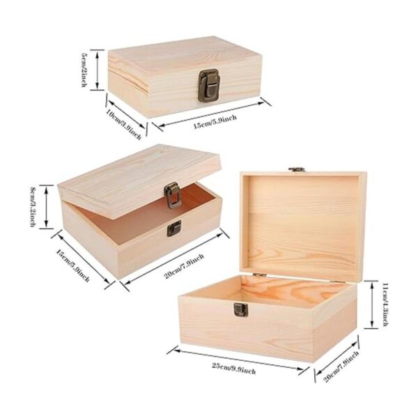 ADXCO Paquete de 3 cajas decorativas de madera sin
