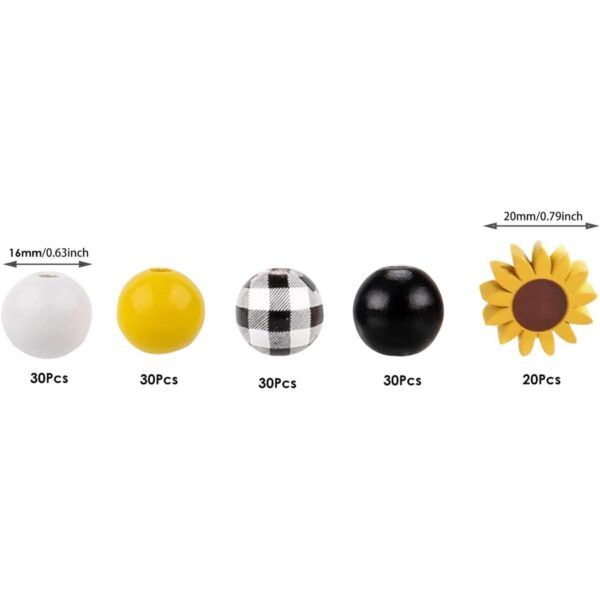 Juego de 140 cuentas de madera de girasol de 0.630 in