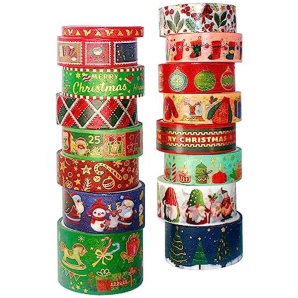 AEBORN Cinta Washi de Navidad 16 rollos de cinta Washi de