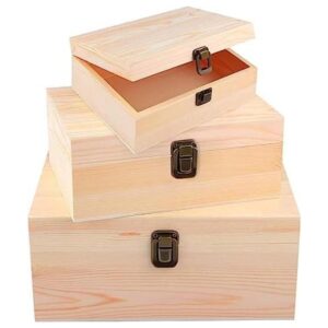 ADXCO Paquete de 3 cajas decorativas de madera sin